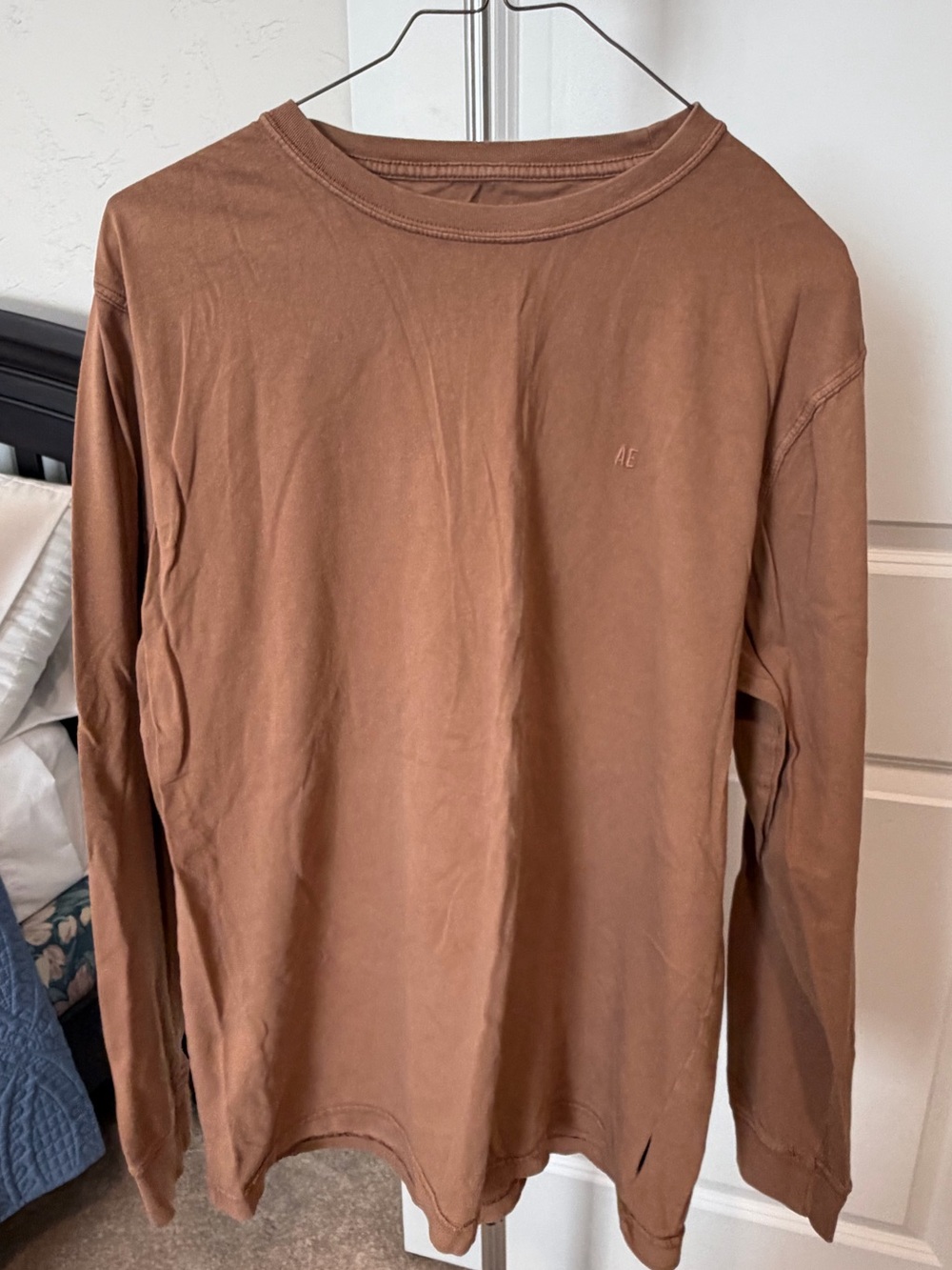 American Eagle Outfitters Men’s Long Sleeve Crewneck Shirt - Chestnut Brown
